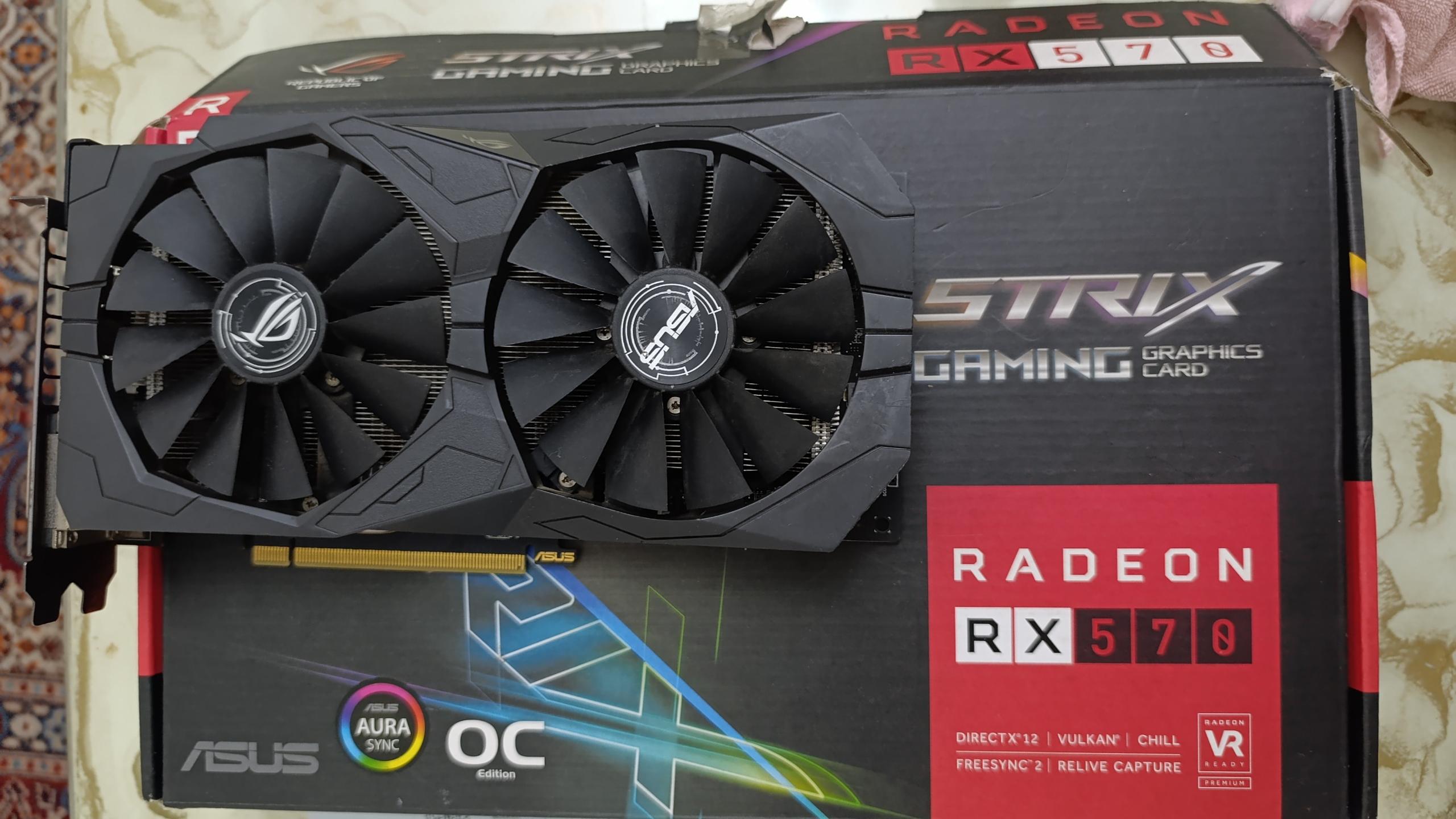 گرافیک ASUS RX570 4GB تمیز با کارتن