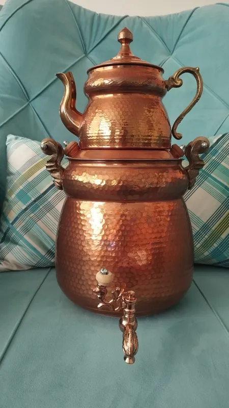 کتری شیردار و قوری مسی