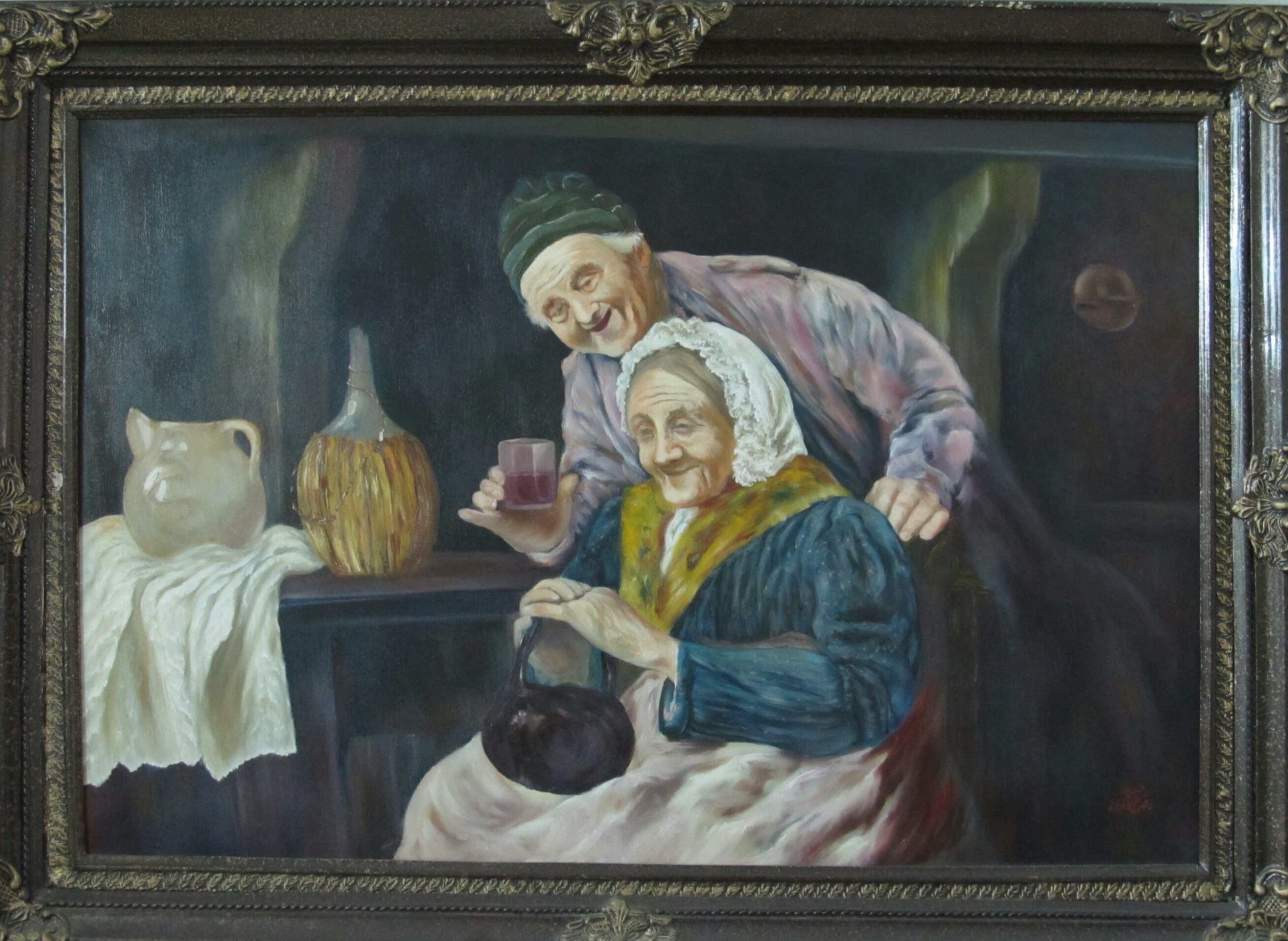 نقاشی رنگ و روغن ابعاد 60در 90 با قاب