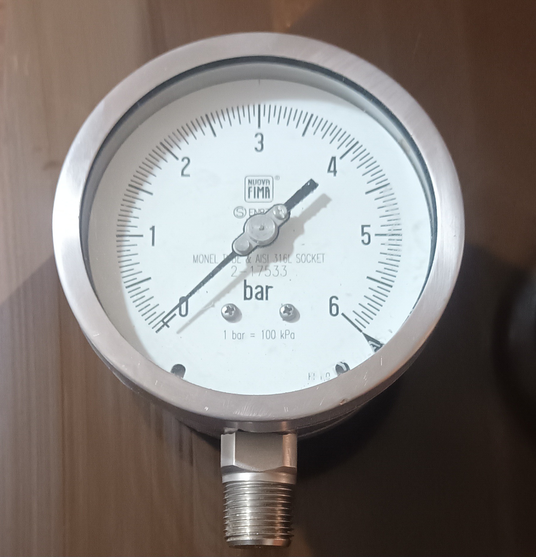 گیج فشار 6بارتمام استیل (NUOVA FIMA)