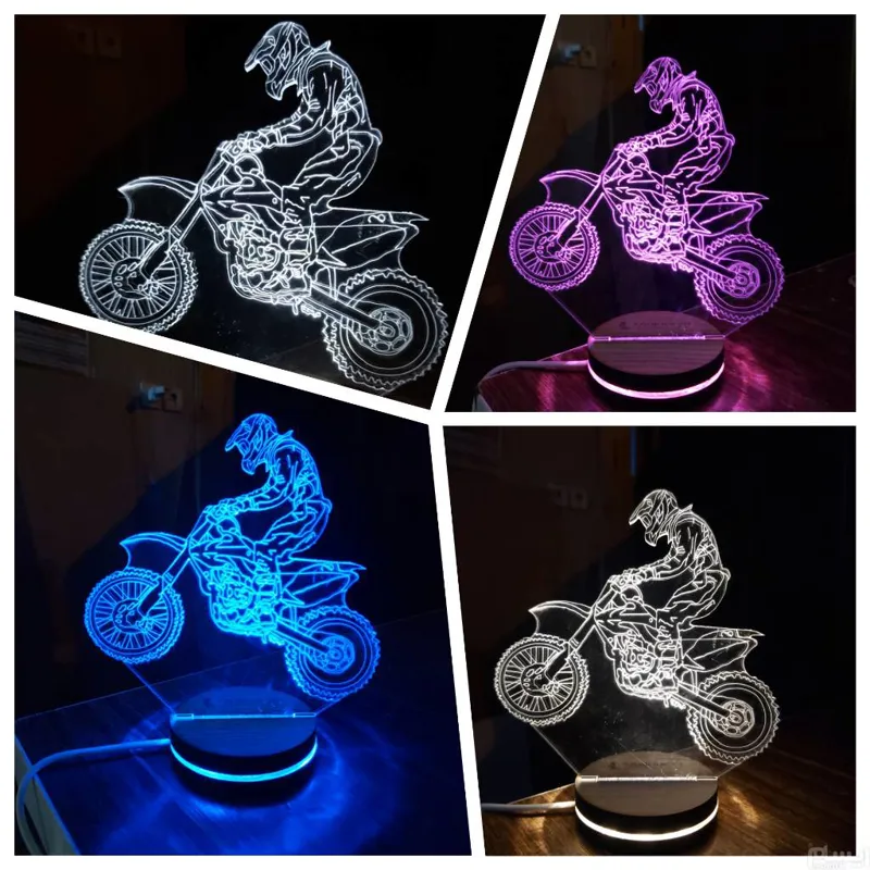 بالبینگ چراغ خواب سه بعدی موتور سیکلت تریل