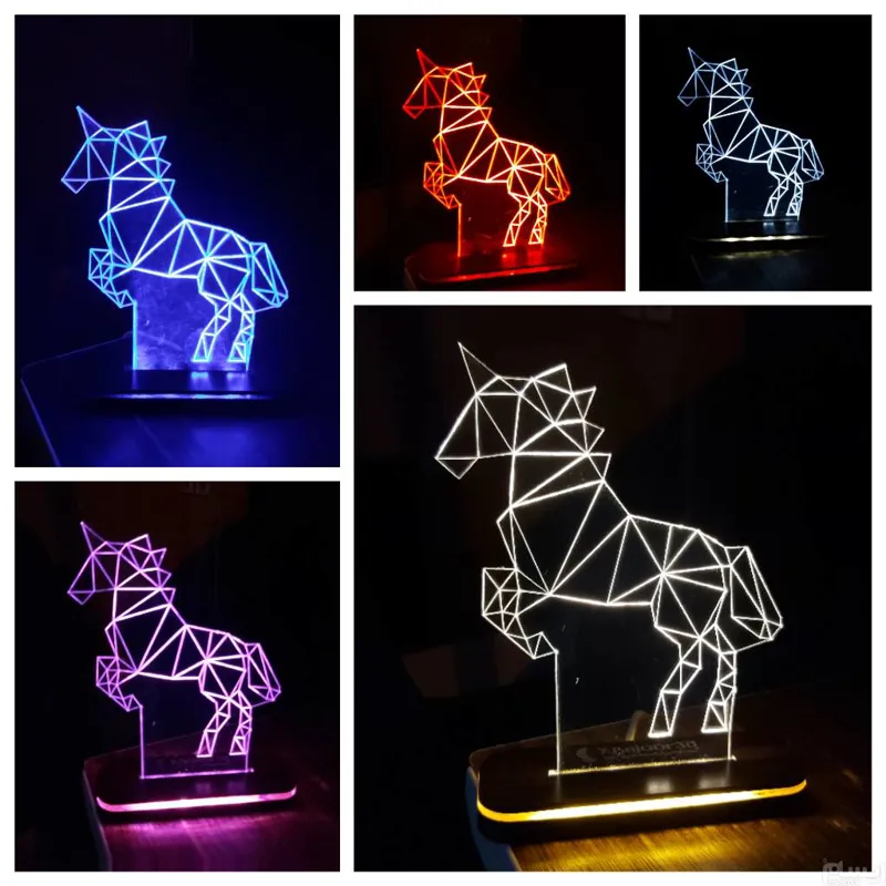 بالبینگ چراغ خواب سه بعدی طرح اسب تک شاخ