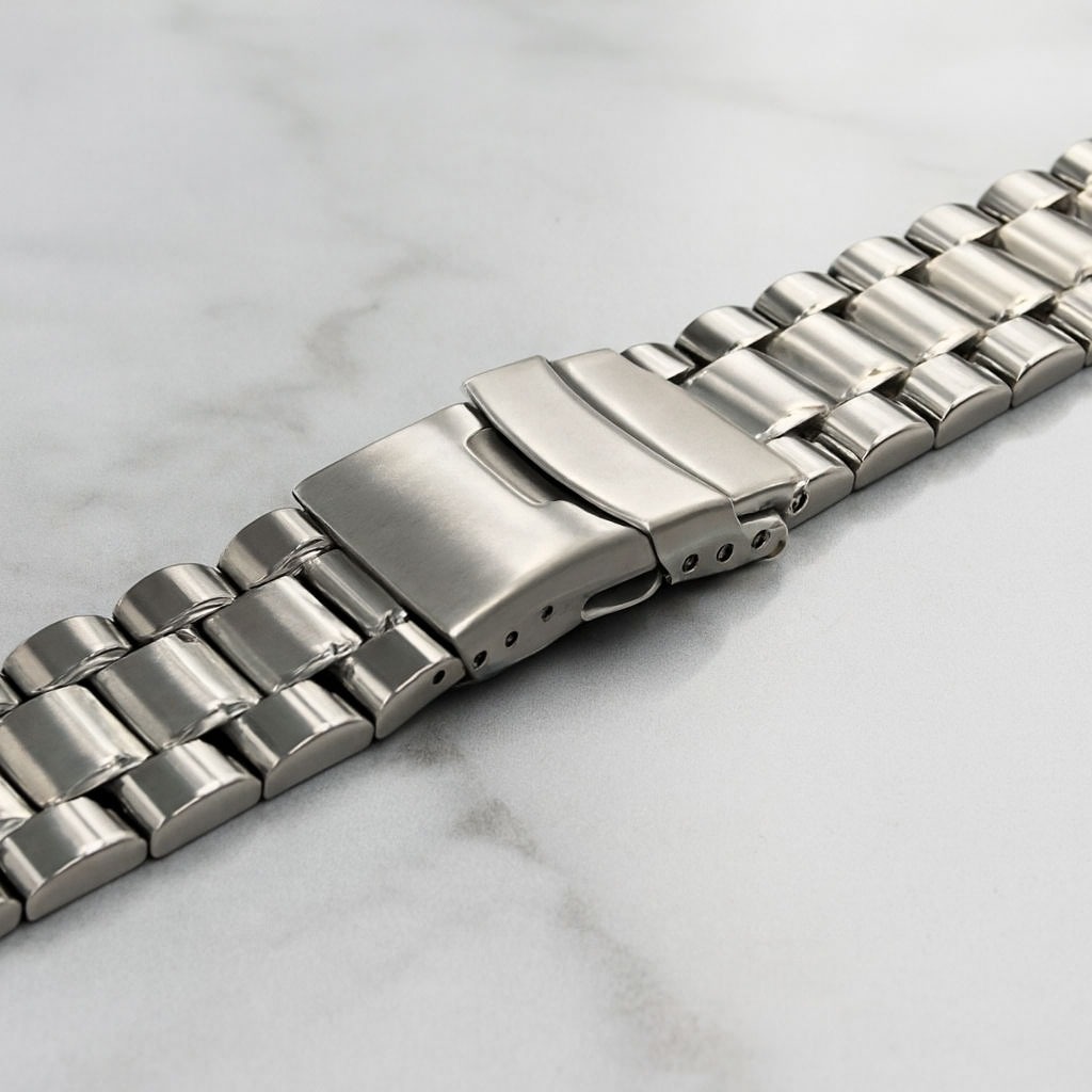بند استیل ساعت مچی رنگ نقره ای سایز 22