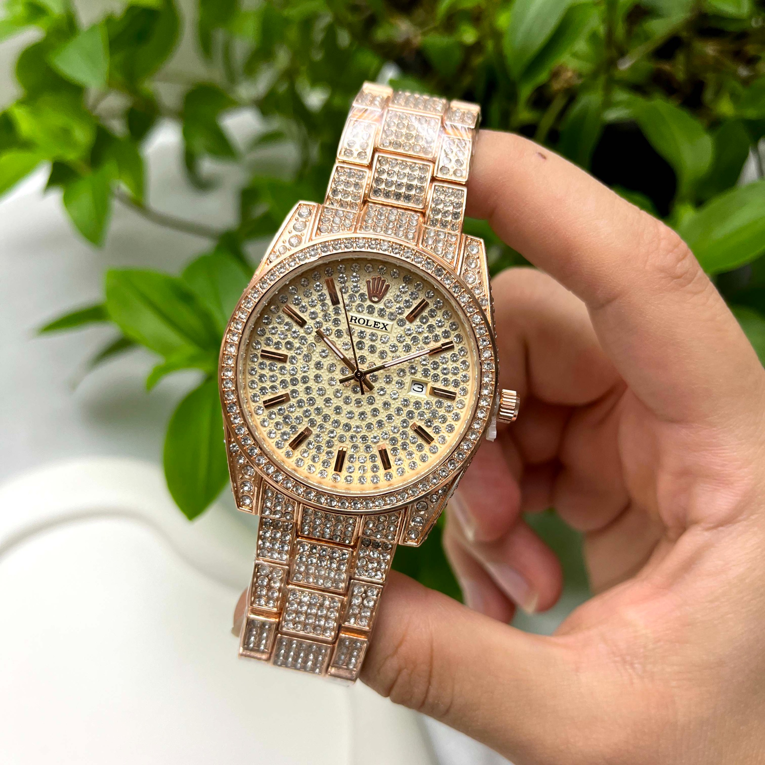 ساعت مچی مردانه رولکس دیت جاست Rolex فول نگین