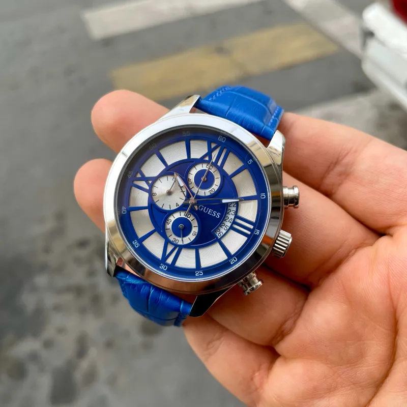 ساعت مچی کورنوگراف چرم مردانه Guess W85053G1
