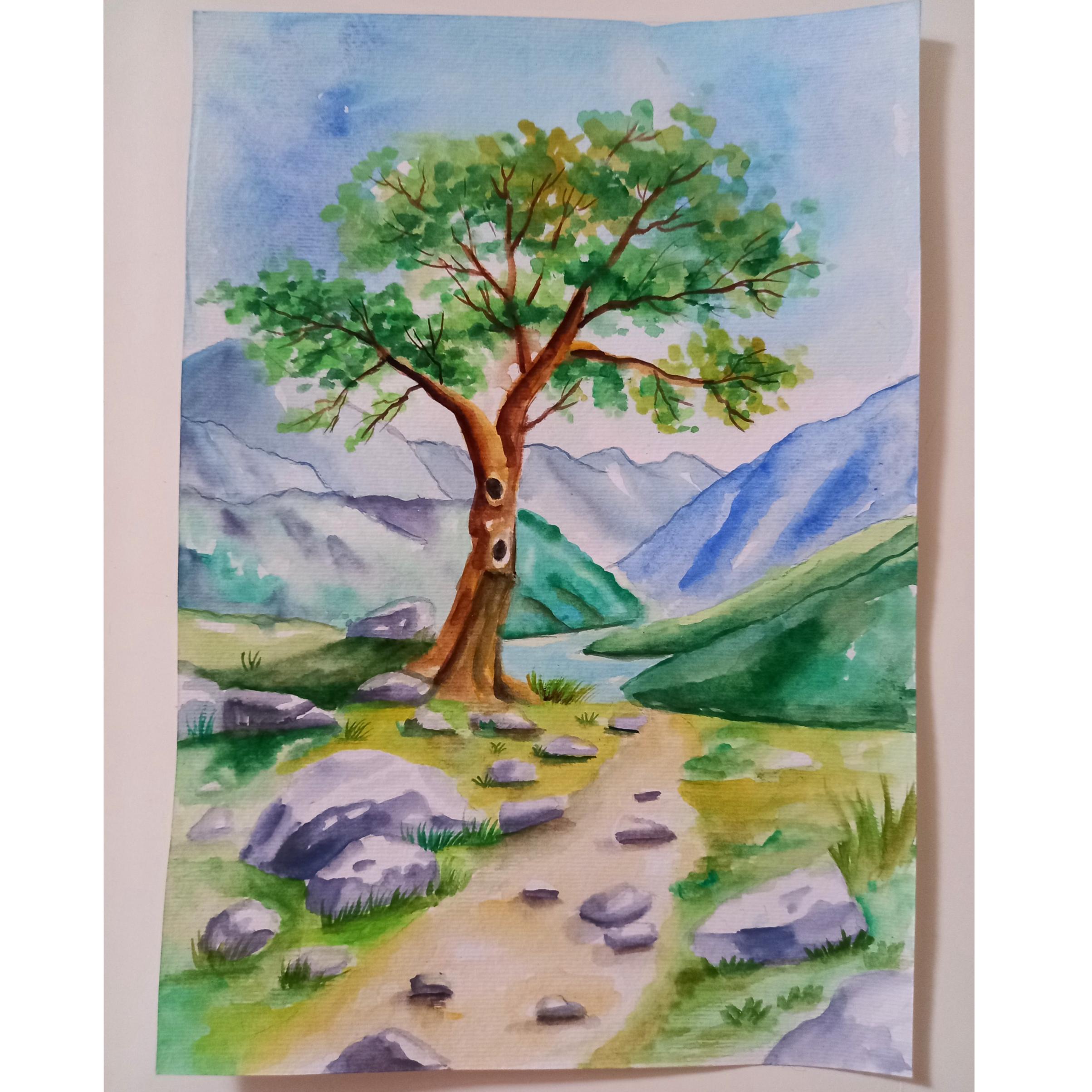 نقاشی زیبای منظره آبرنگ