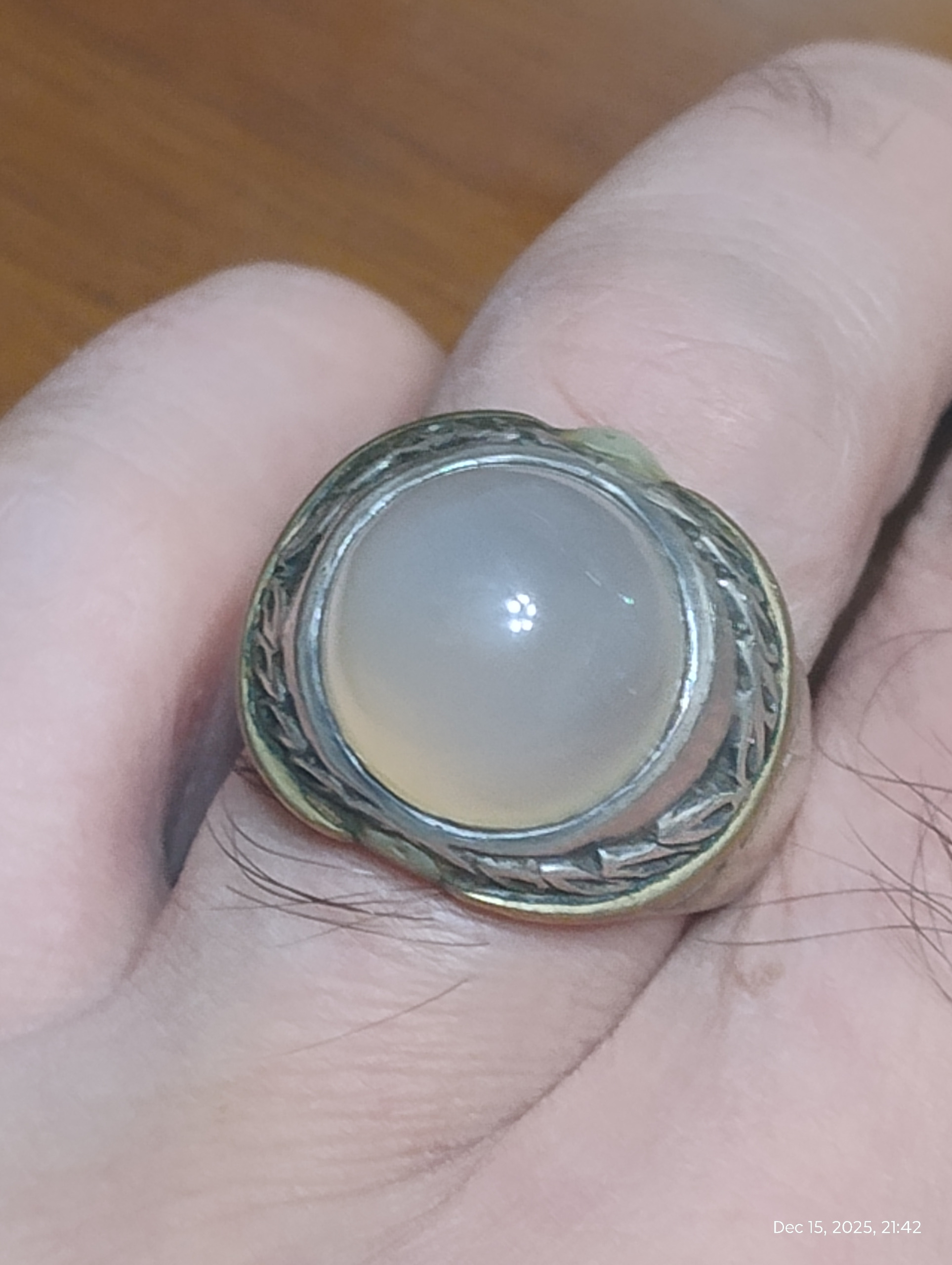 انگشتر عقیق نباتی یمن قدیم و رکاب سفارشی بی مانند