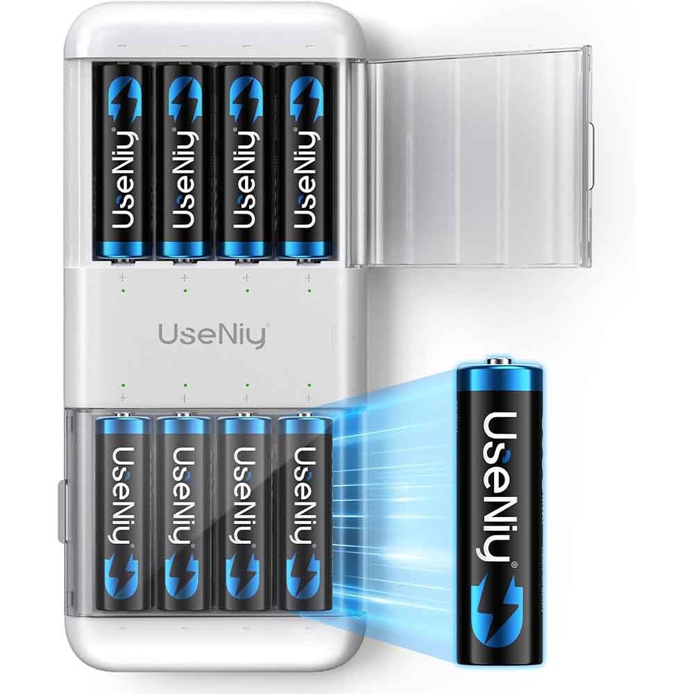 باتری AA لیتیومی و شارژر UseNiy بسته 8 عددی