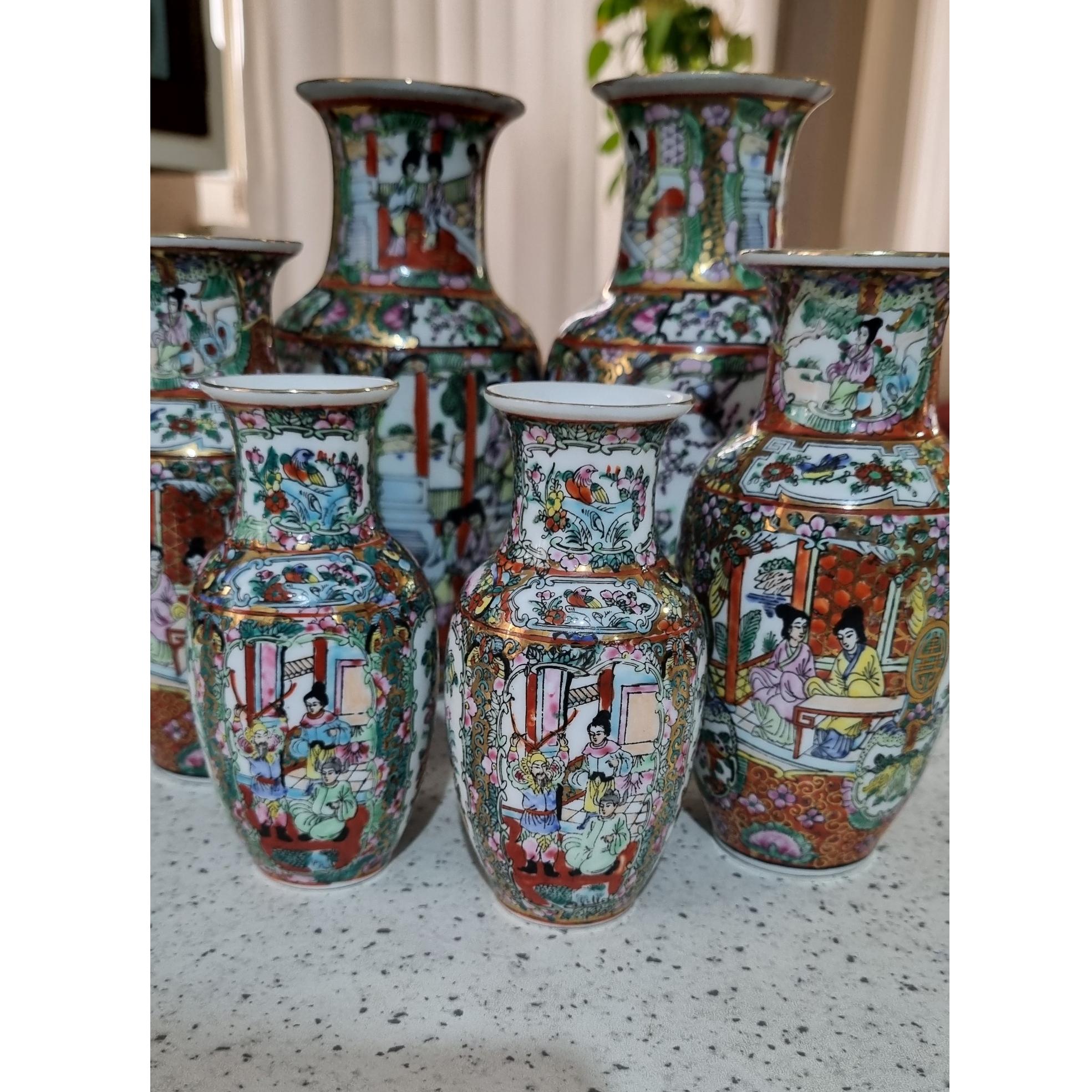 شش عدد گلدان گل و مرغ