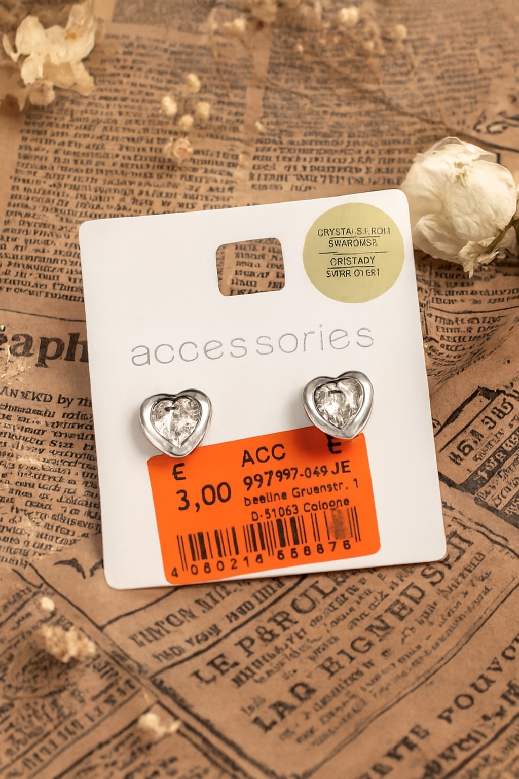 گوشواره قلب سواروسکی