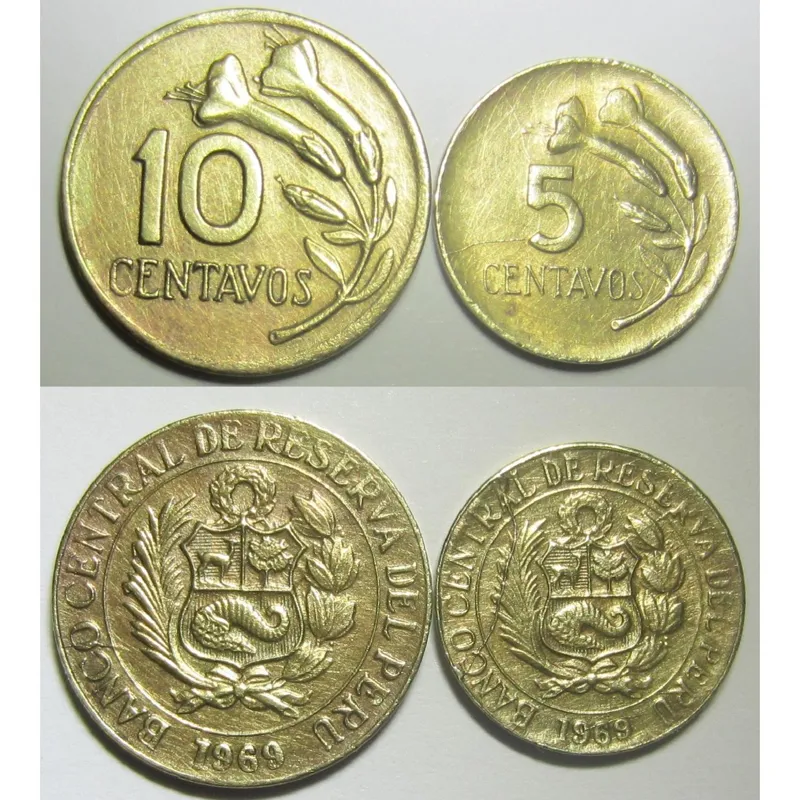 2 سکه کمیاب 5 و 10 سنتاوو پرو 1969