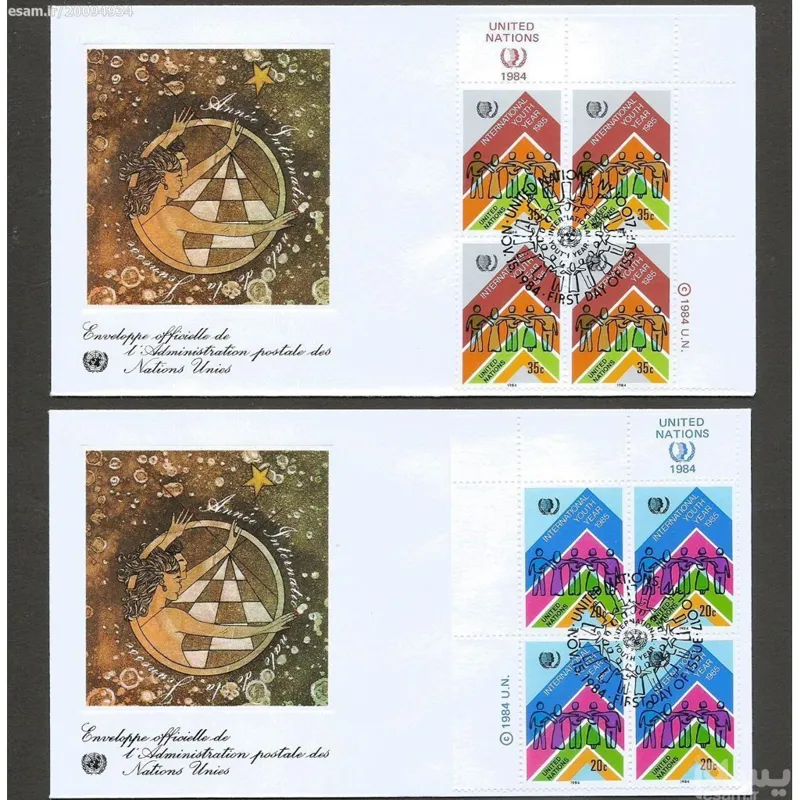 2 عدد پاکت مهر روز کمیاب سازمان ملل چاپ آمریکا (21