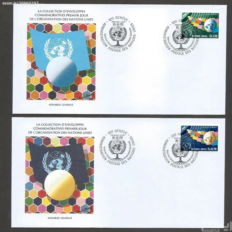 2 عدد پاکت مهر روز کمیاب سازمان ملل چاپ آمریکا (92