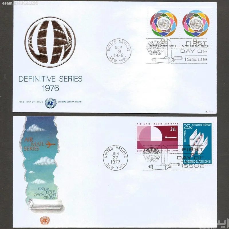 2 عدد پاکت مهر روز کمیاب سازمان ملل چاپ آمریکا (42