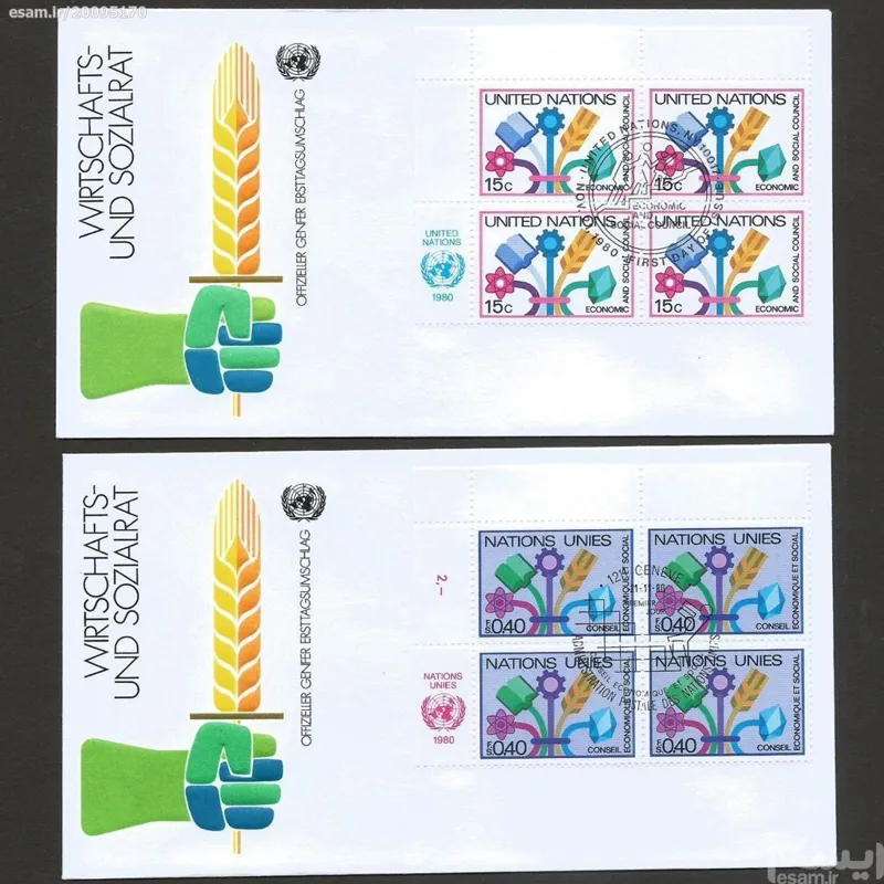 2 عدد پاکت مهر روز کمیاب سازمان ملل چاپ آمریکا (24