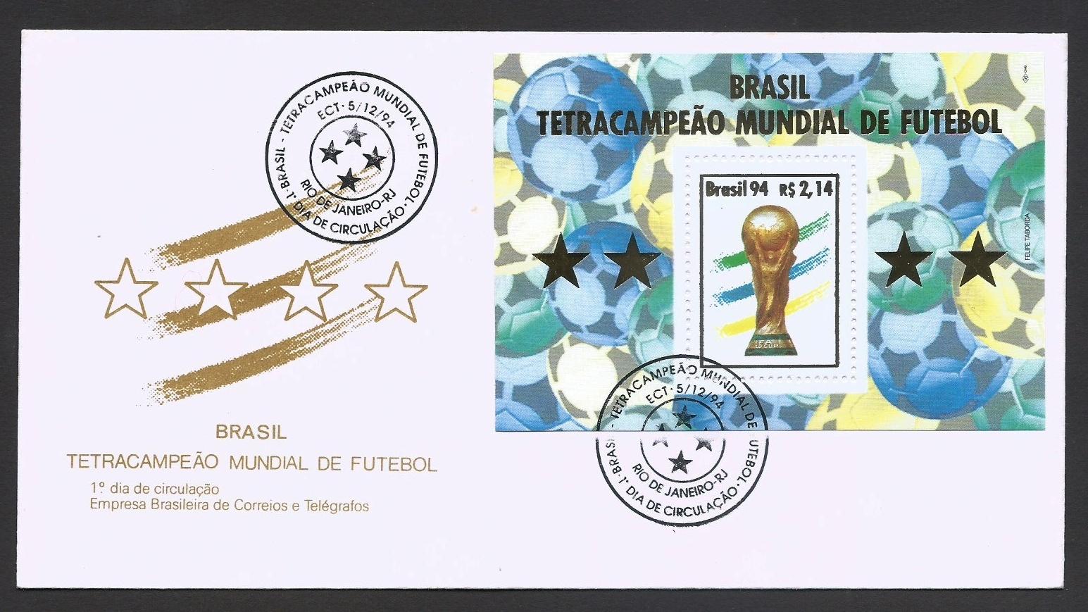 پاکت مهر روز یادبود قهرمانی برزیل در جام جهانی