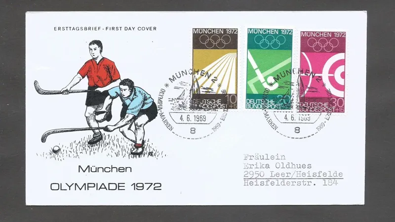 پاکت مهر روز قدیمی آلمان یادبود المپیک 1972