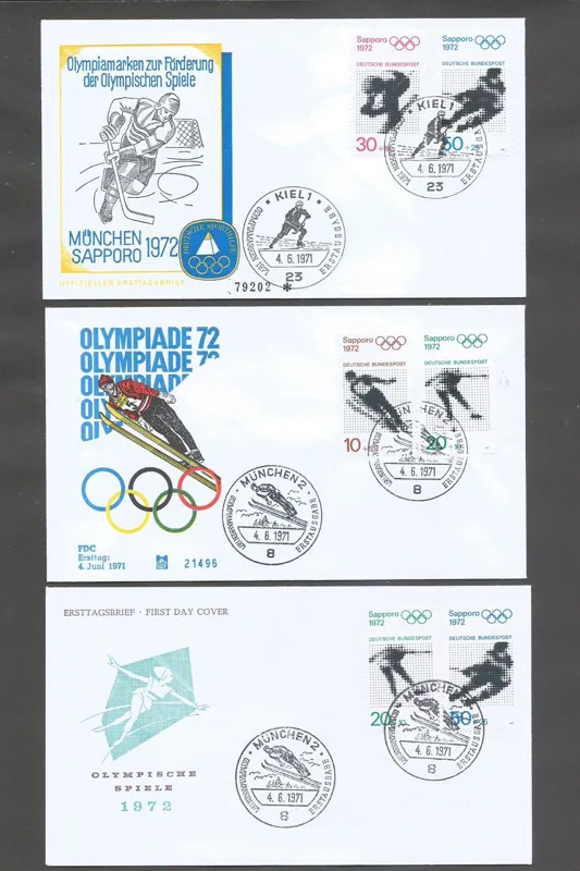 3 عدد پاکت مهر روز قدیمی آلمان یادبود المپیک 1972