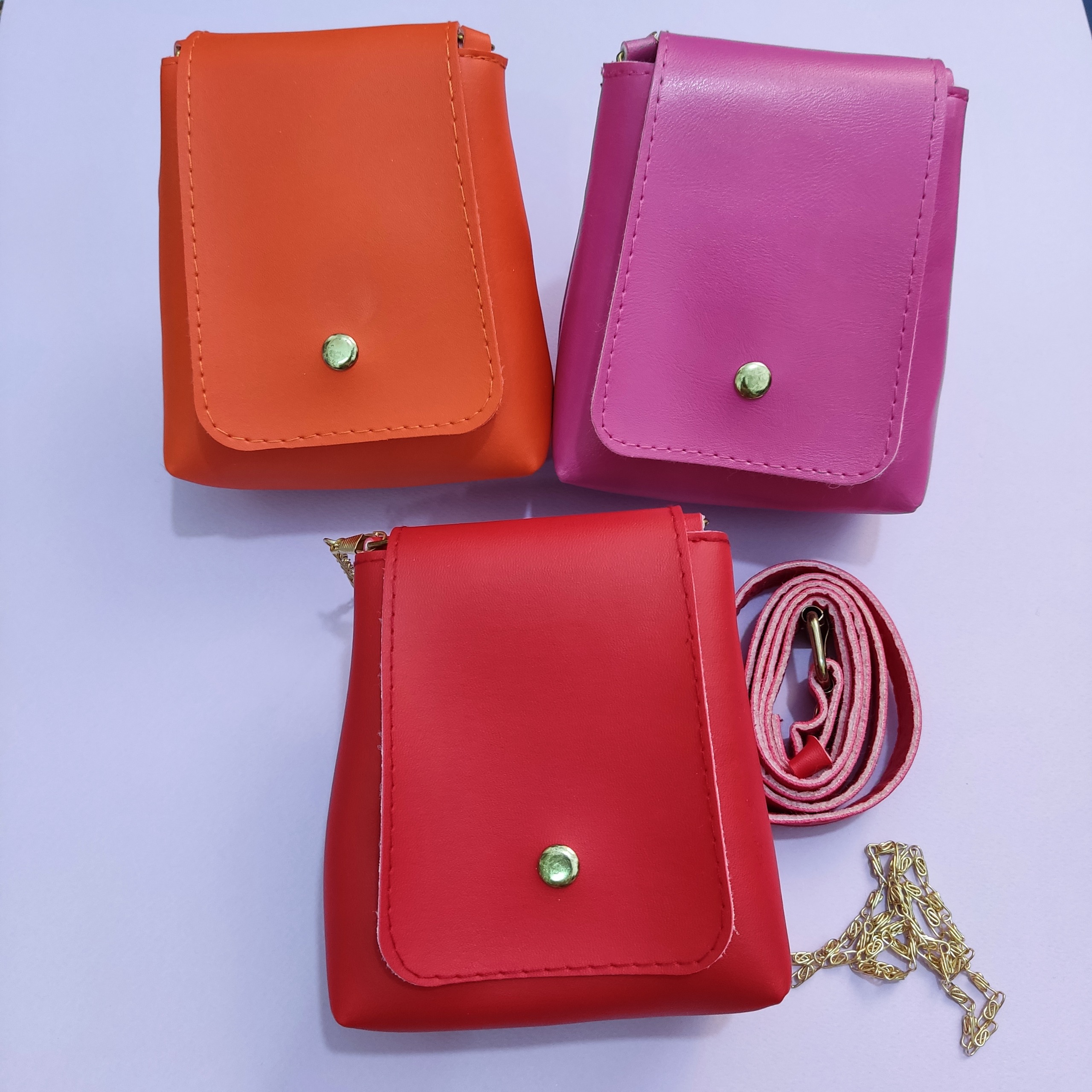 2عدد کیف کمری و بند زنجیری سایز کوچک صورتی و قرمز