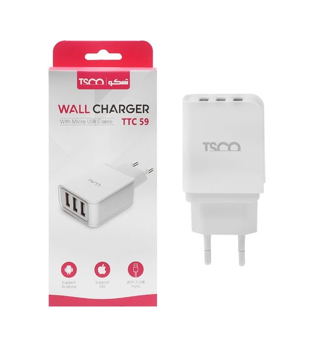 شارژر دیواری تسکو مدل TTC 59 با کابل میکرو