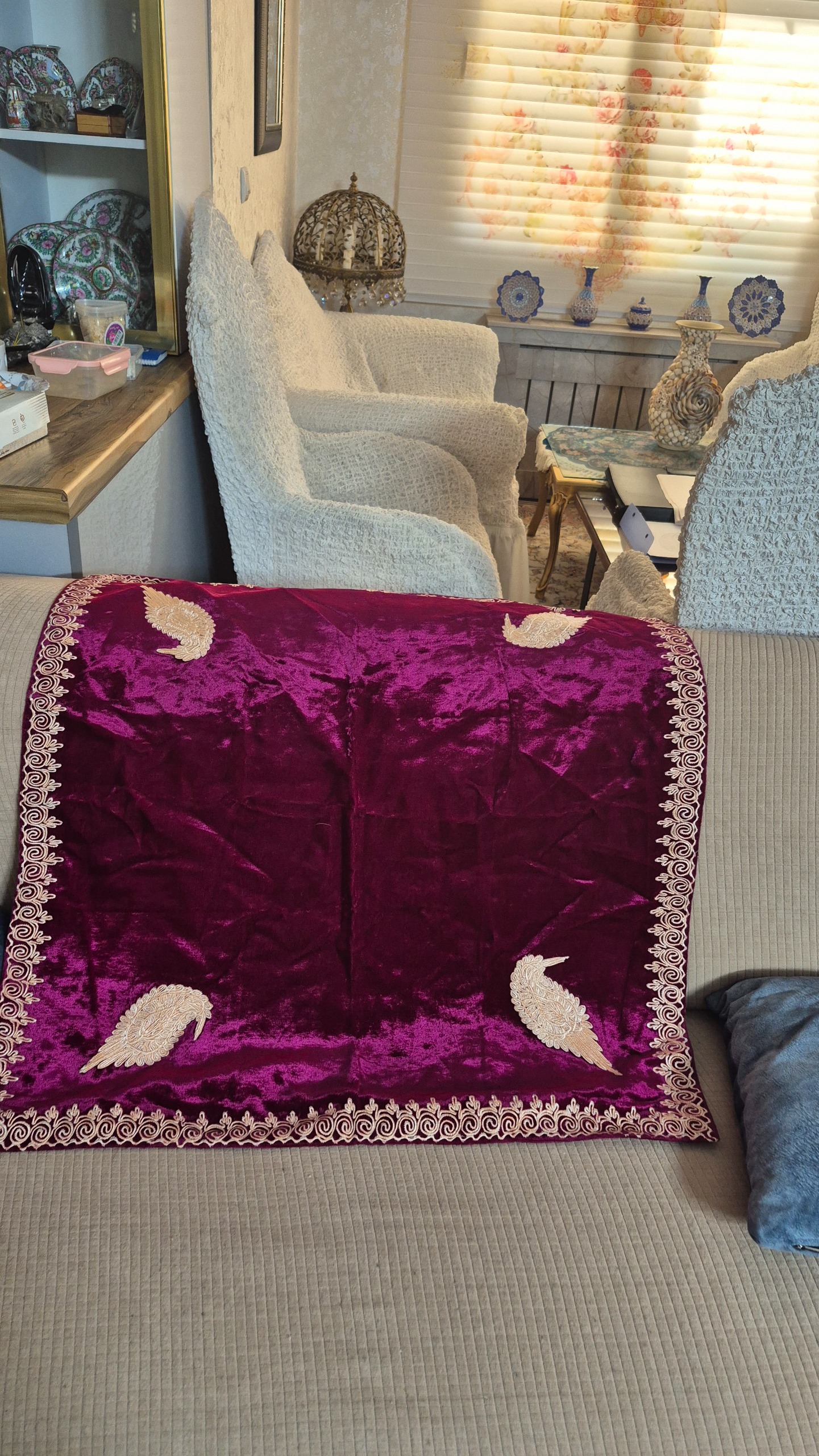 رومیزی مخمل آستر دار