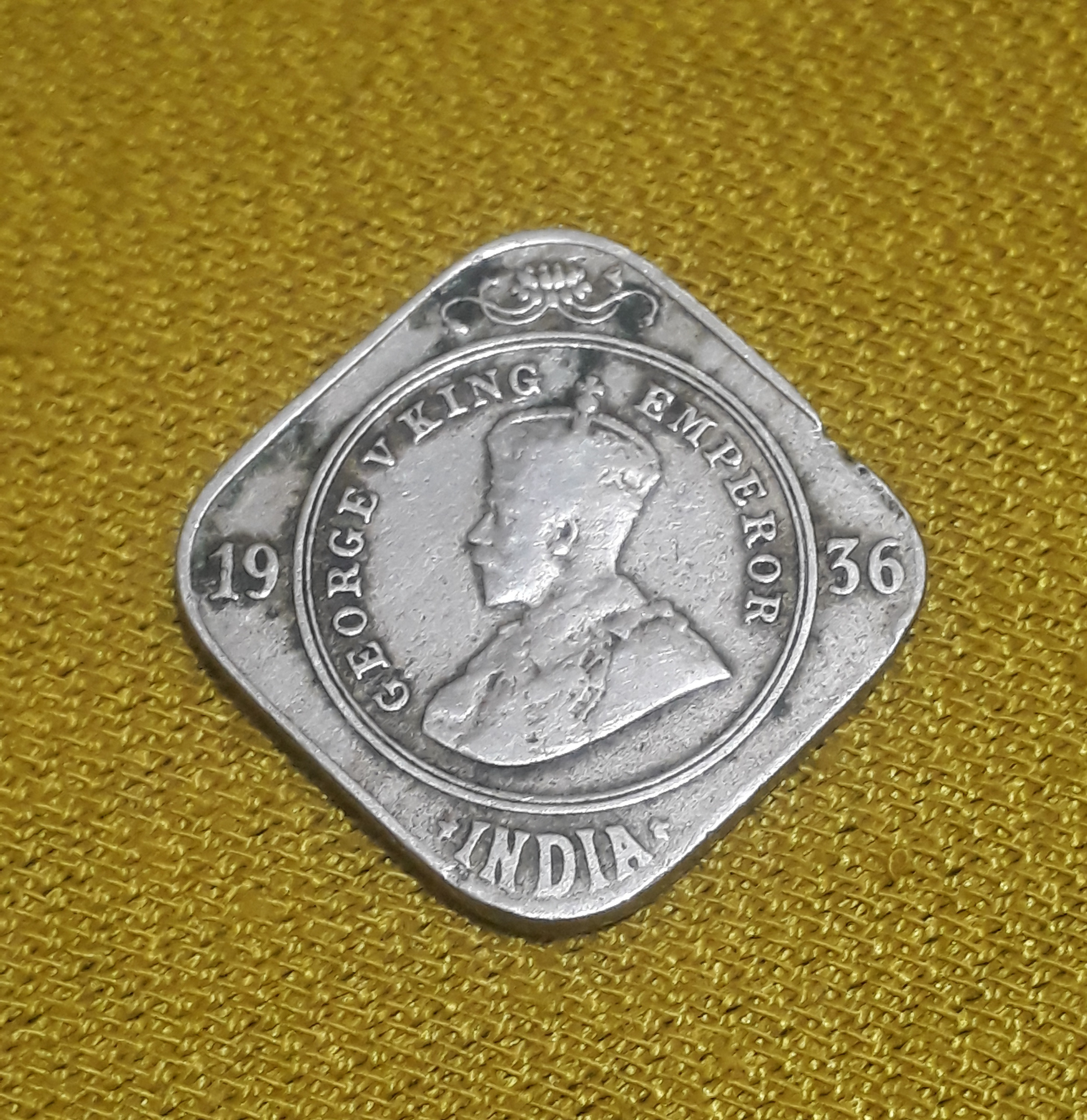 سکه 2 آنه هند مستعمره بریتانیا / جرج پنجم 1936