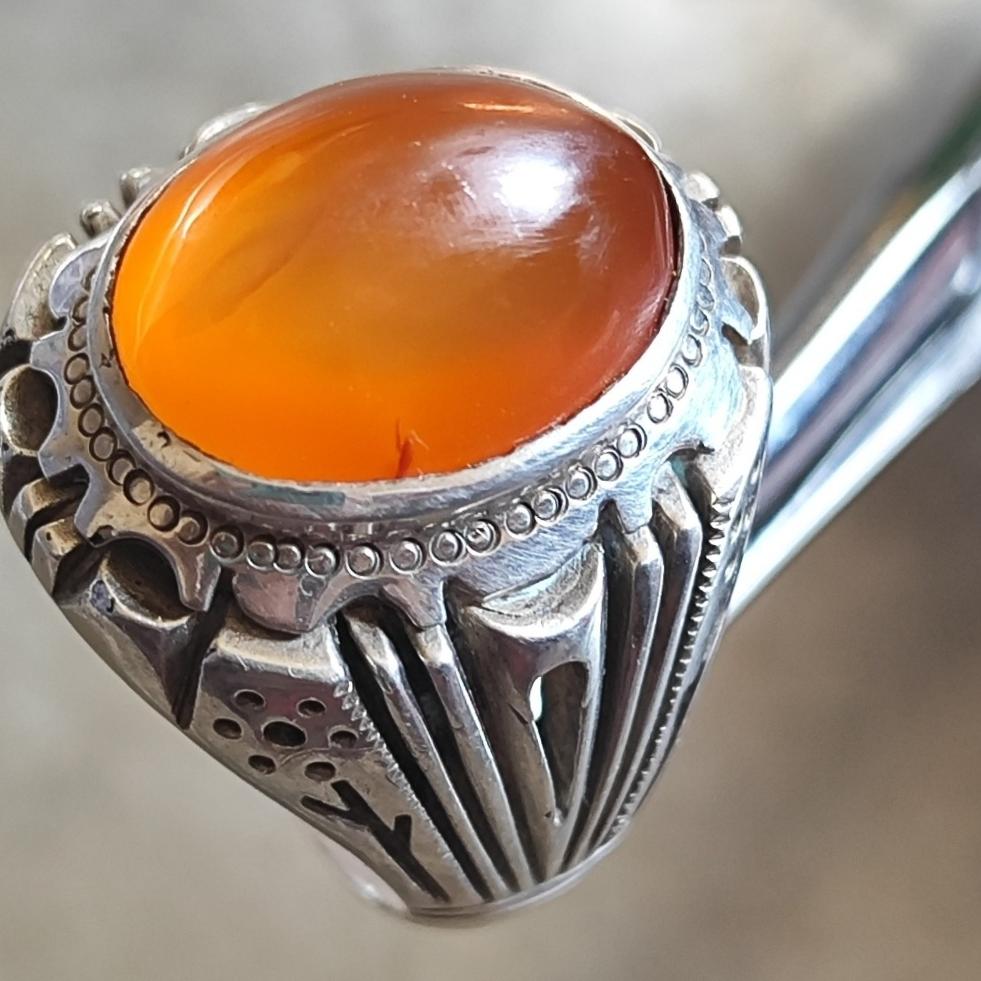 انگشتر عقیق یمن تراش عبدالرزاقی دست ساز