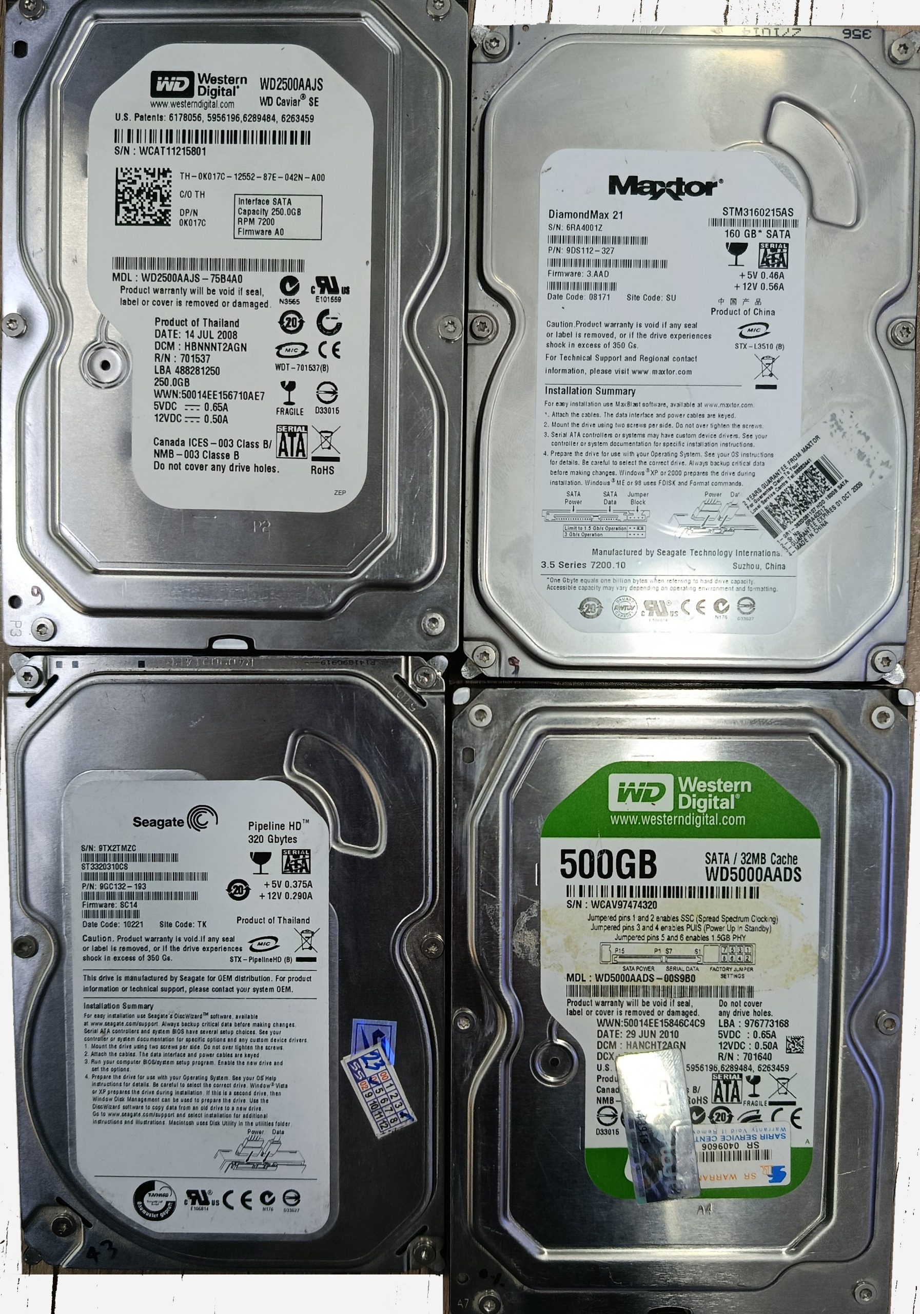 4 عدد هارد کامپیوتر سلامت پایین