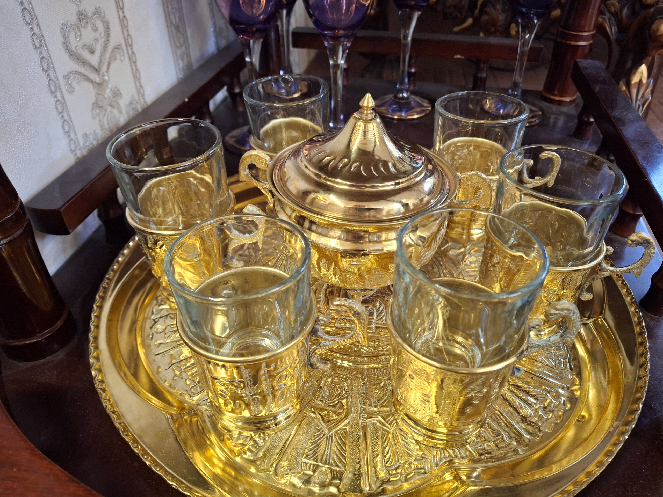 سرویس چایخوری برنزی 9 پارچه