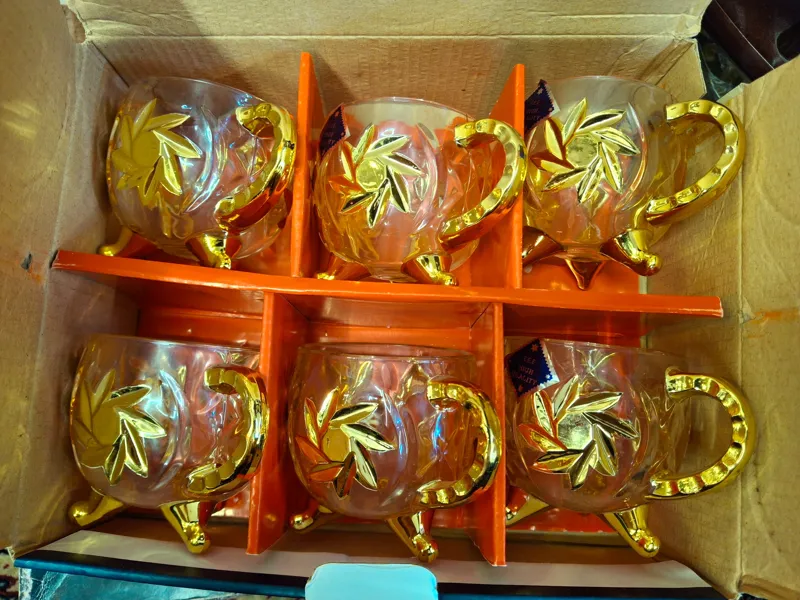 استکان بلوری طلایی خارجی 6 عددی