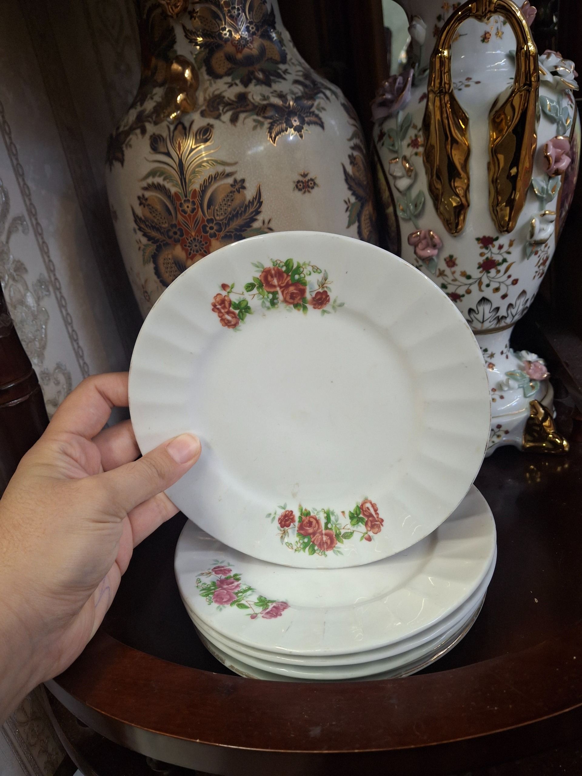 6 عدد پیش دستی چینی گل سرخی با ارسال رایگان