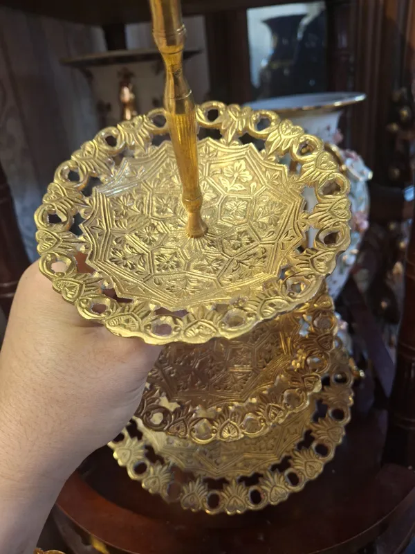 شیرینی خوری برنز هندی 3 طبقه با ارسال رایگان