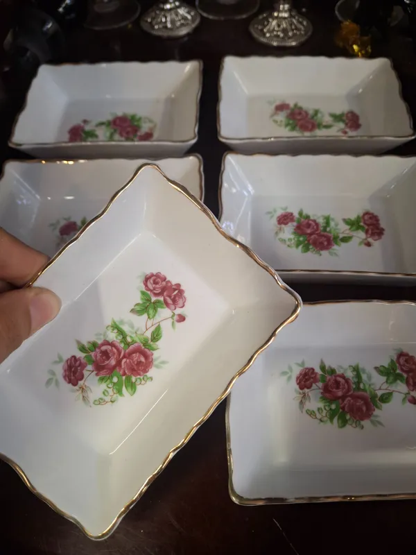 6 عدد کره خوری چینی گل سرخی ارسال رایگان