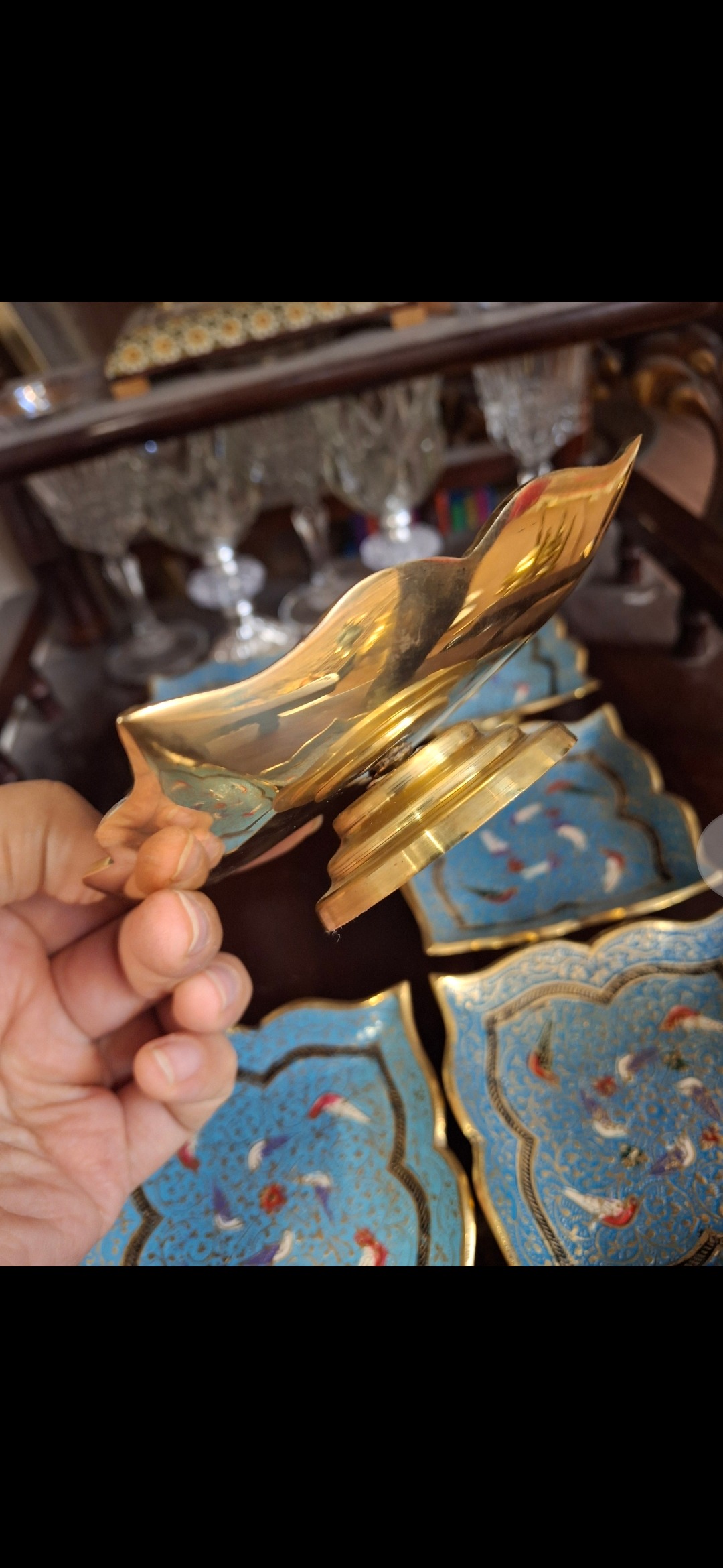 6 عدد هفت سین برنز هندی قلم میناکاری ارسال رایگان