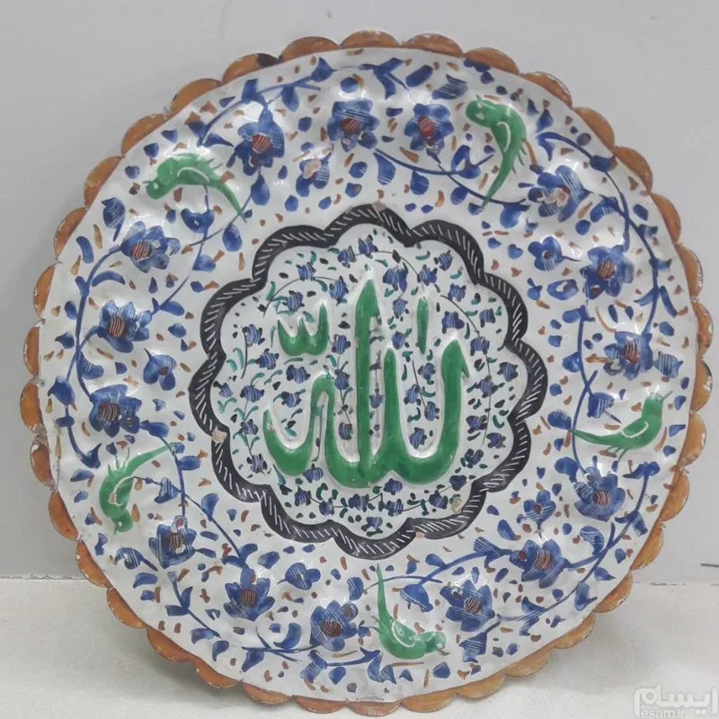 دیوار کوب میناکاری مسی لعابی بشرط قاجاری