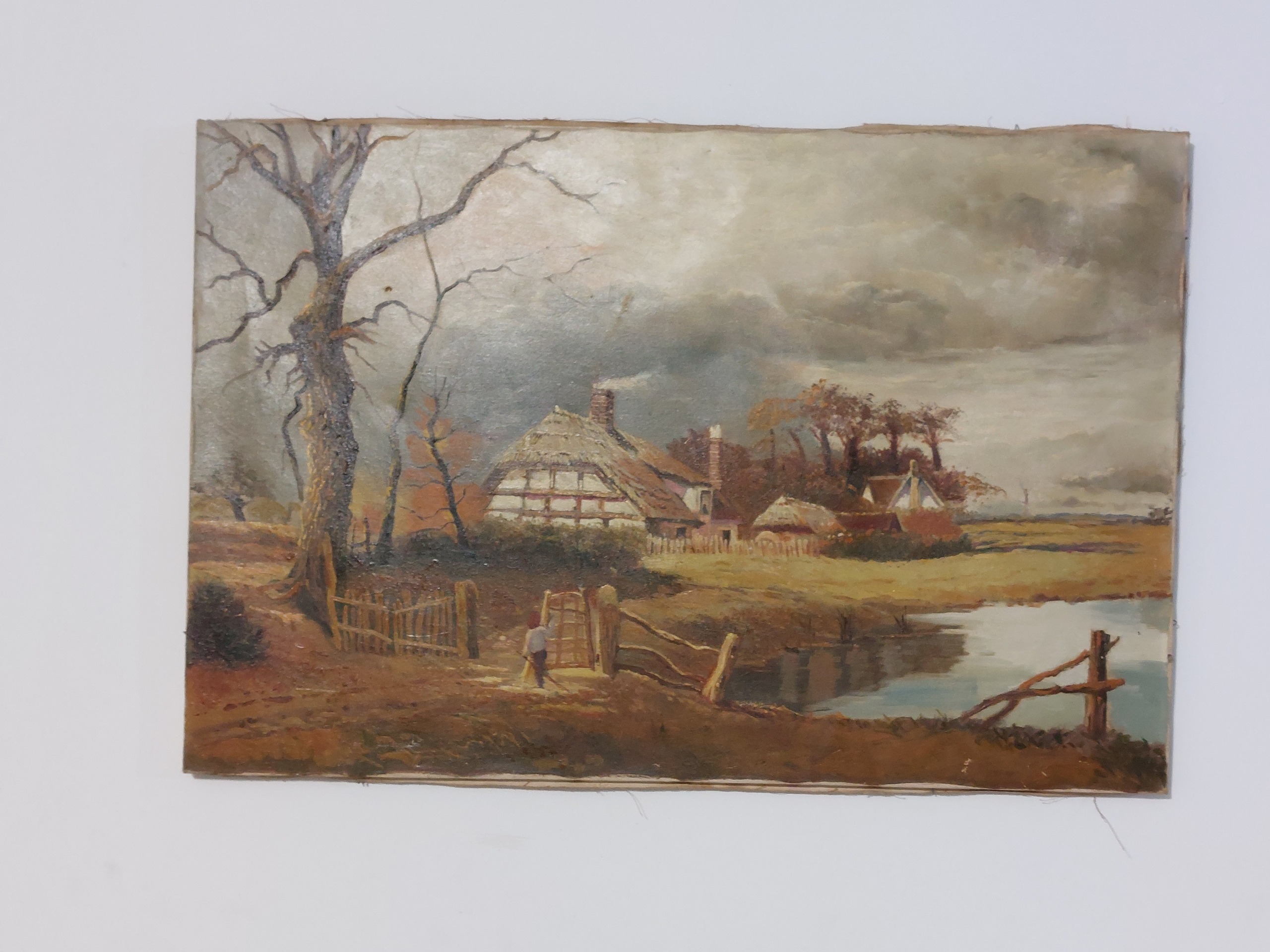 نقاشی قدیمی رنگ روغن روی بوم