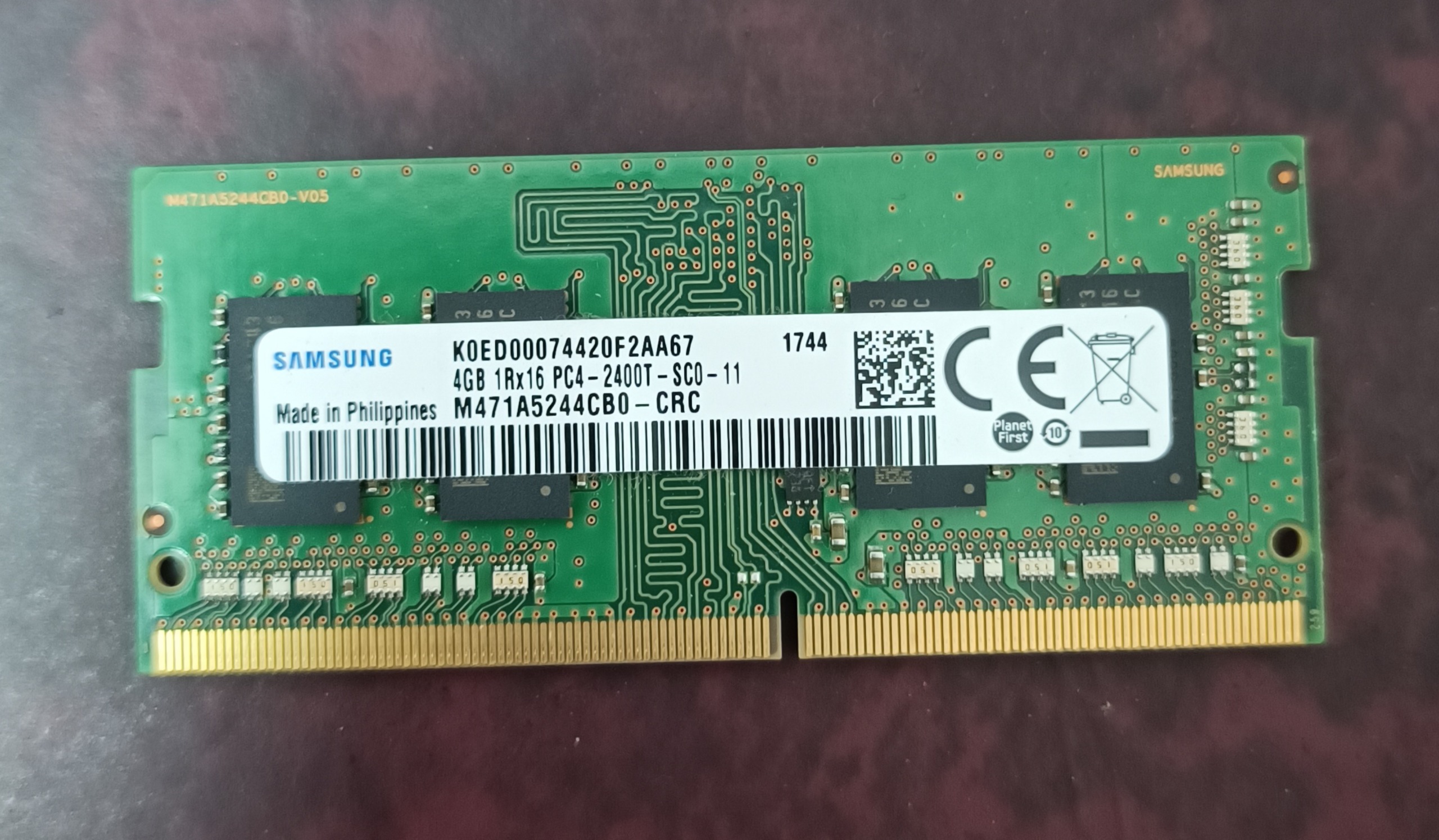 رم لپ تاپ 4 گیگ DDR4 فرکانس 2400 سامسونگ