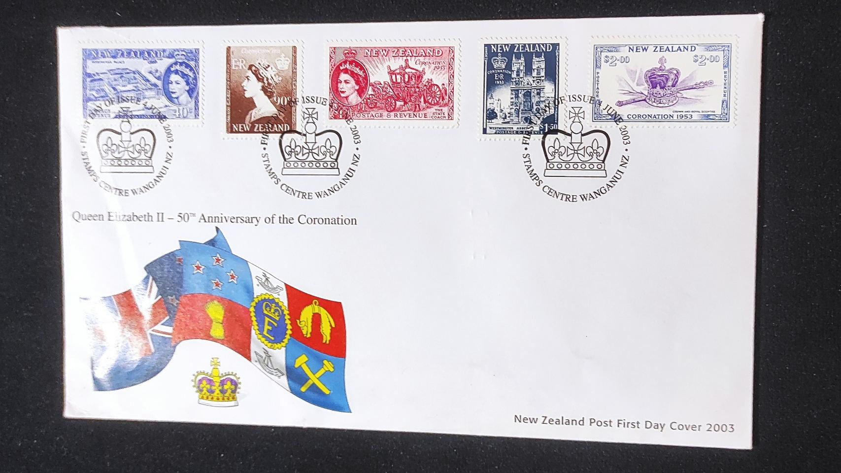 مهر روز 50 سالگرد تاجگذاری ملکه چاپ نیوزلند 2003