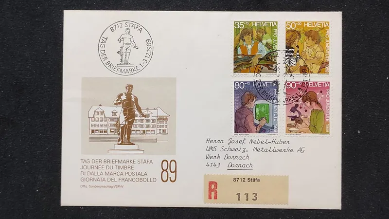 پاکت مهر روز بسیار ارزشمند سوئیس 1989