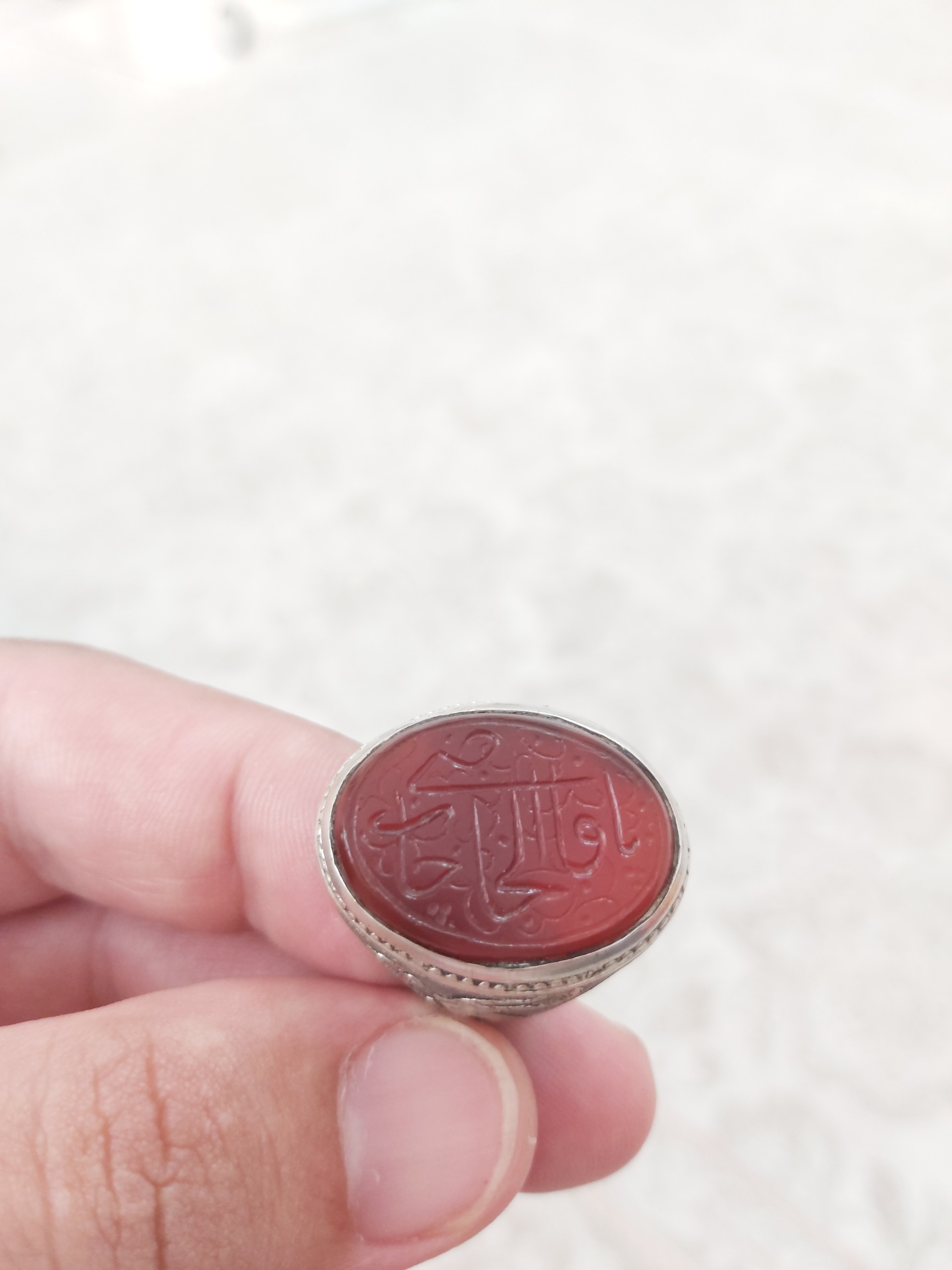 انگشتر فدیوم عقیق یمن خطی