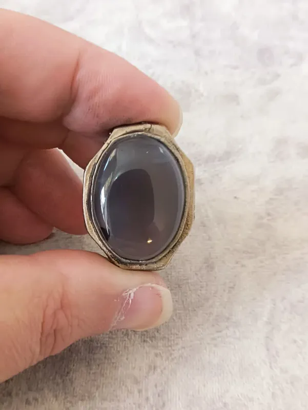انگشتر مردانه درشت عقیق دودی