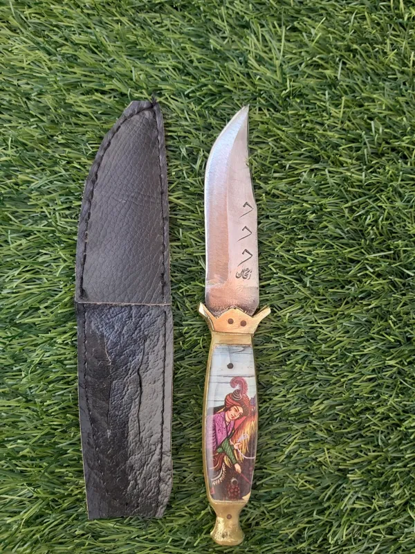 چاقو پرتابی دسته برنجی قدیمی زنجان