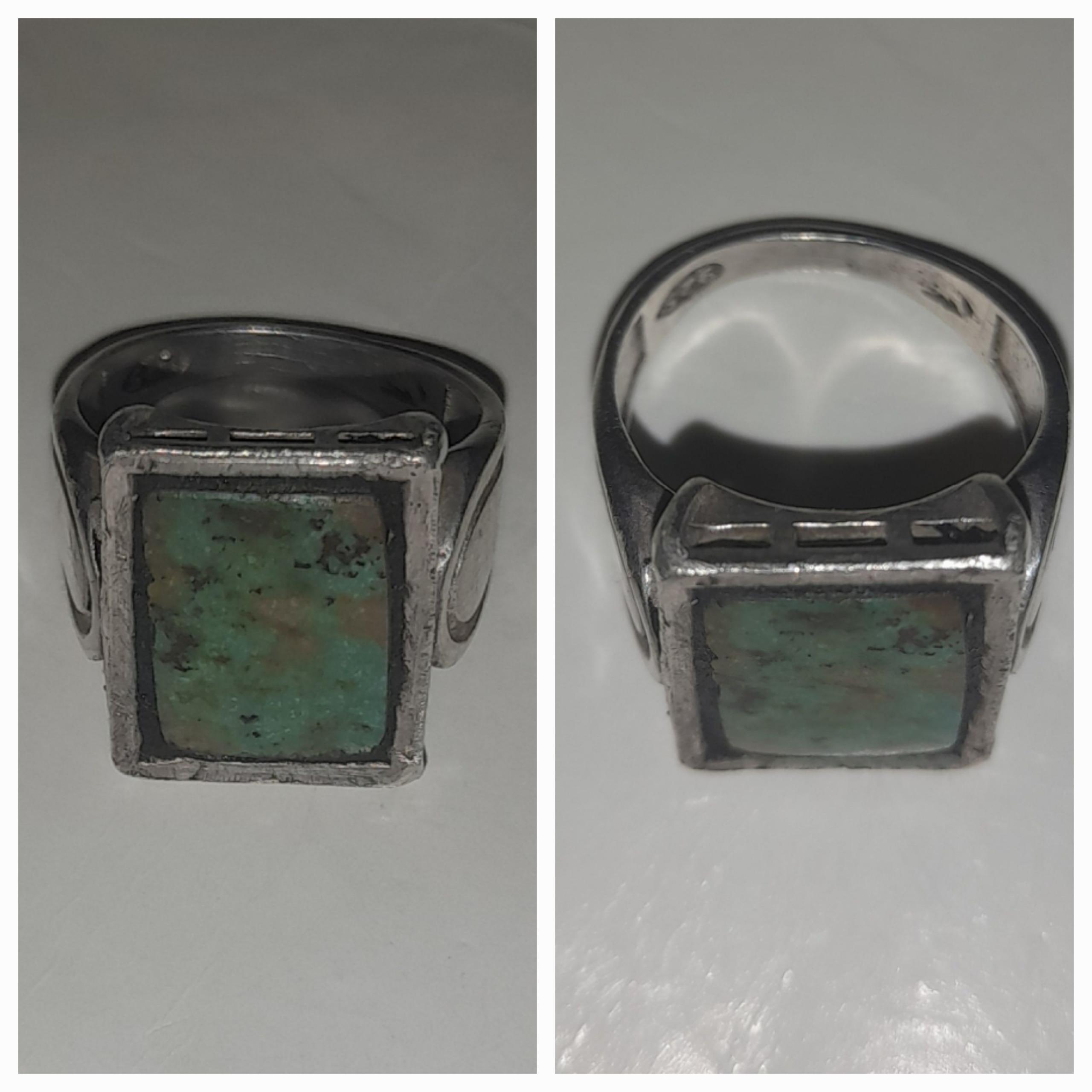 انگشتر نقررره دستساز فیروزه سبز