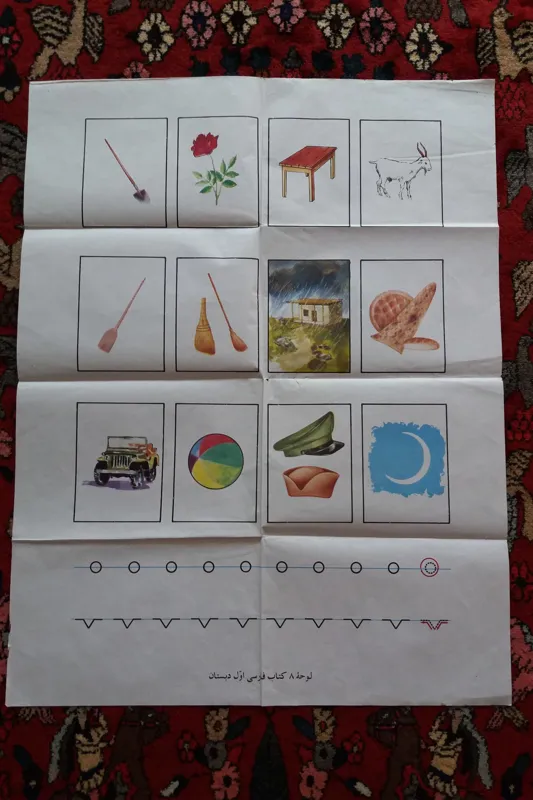 لوح شماره 8کتاب فارسی اول دبستان لوحه/توضیح دارد