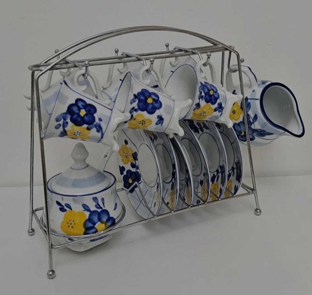 فنجان نعلبکی گل پنبه قهوه خوری