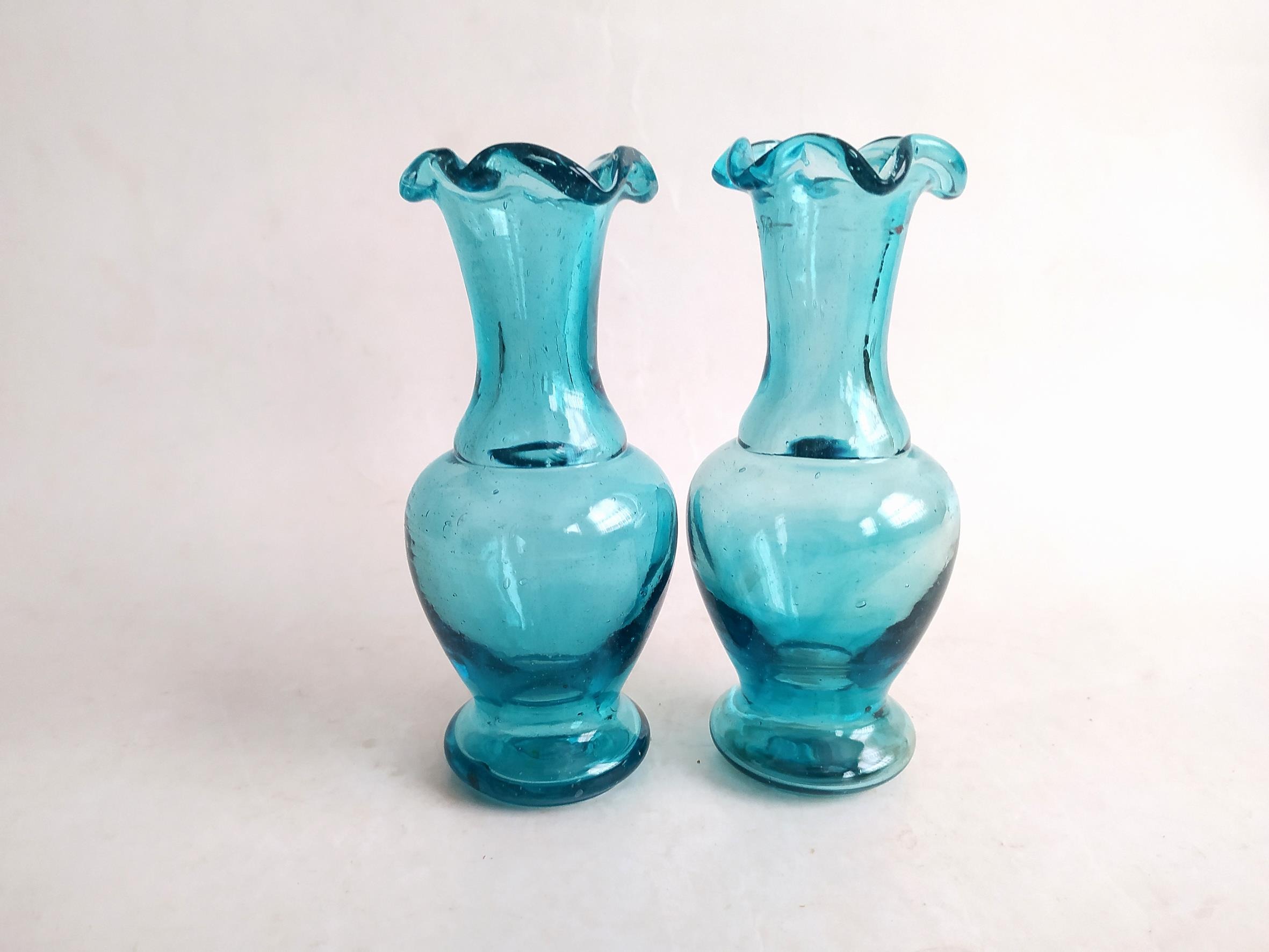 2عدد گلدان دست ساز قدیمی زیبا آبی (کد04-46603)