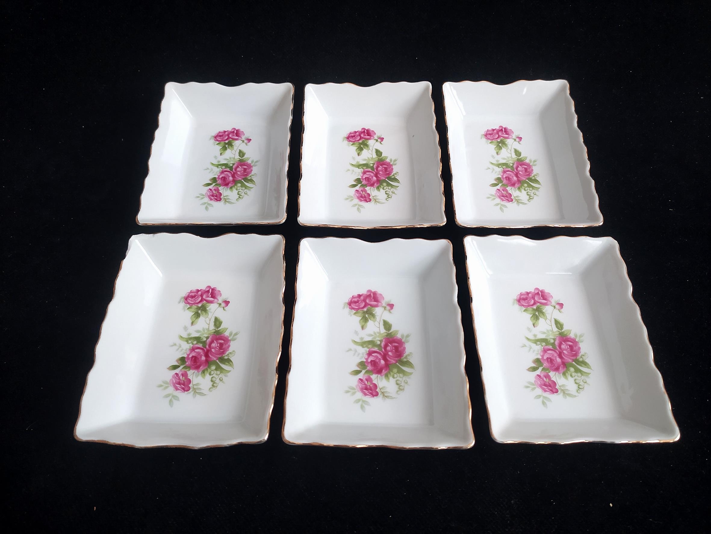 6 عدد کره خوری ژاپنی قدیمی گل سرخی (کد45896)