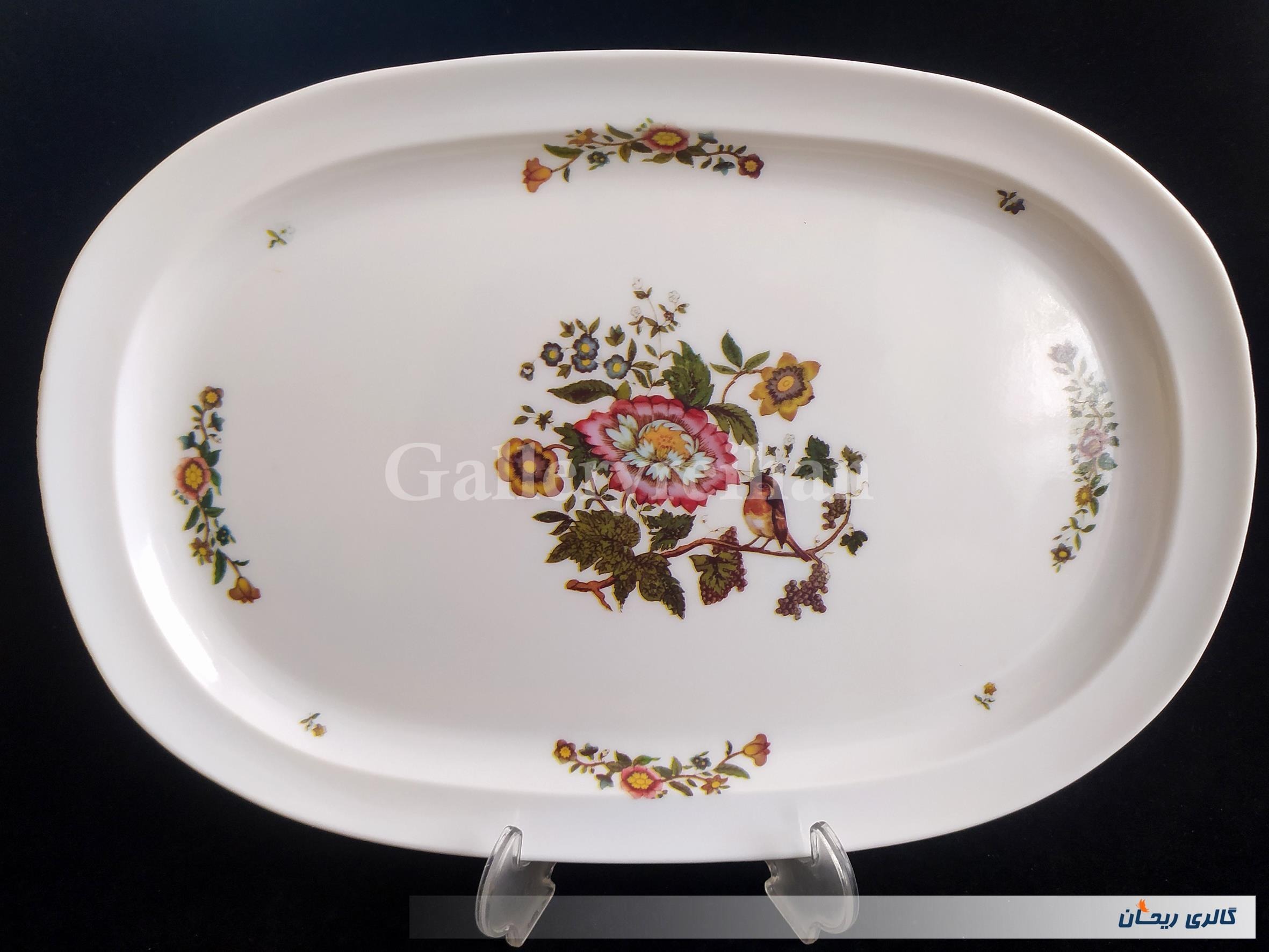 دیس بزرگ قدیمی ملامین طرح گل و مرغ (کد46874)
