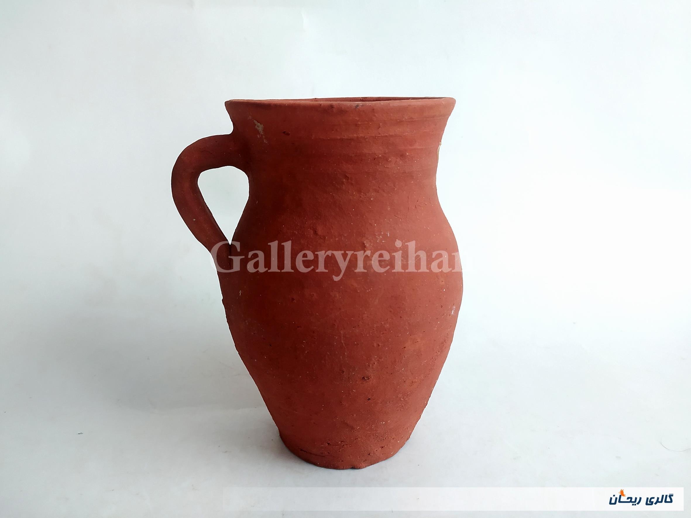 کوزه یا خمره قدیمی قرمز بدون لعاب تک دسته (47145)