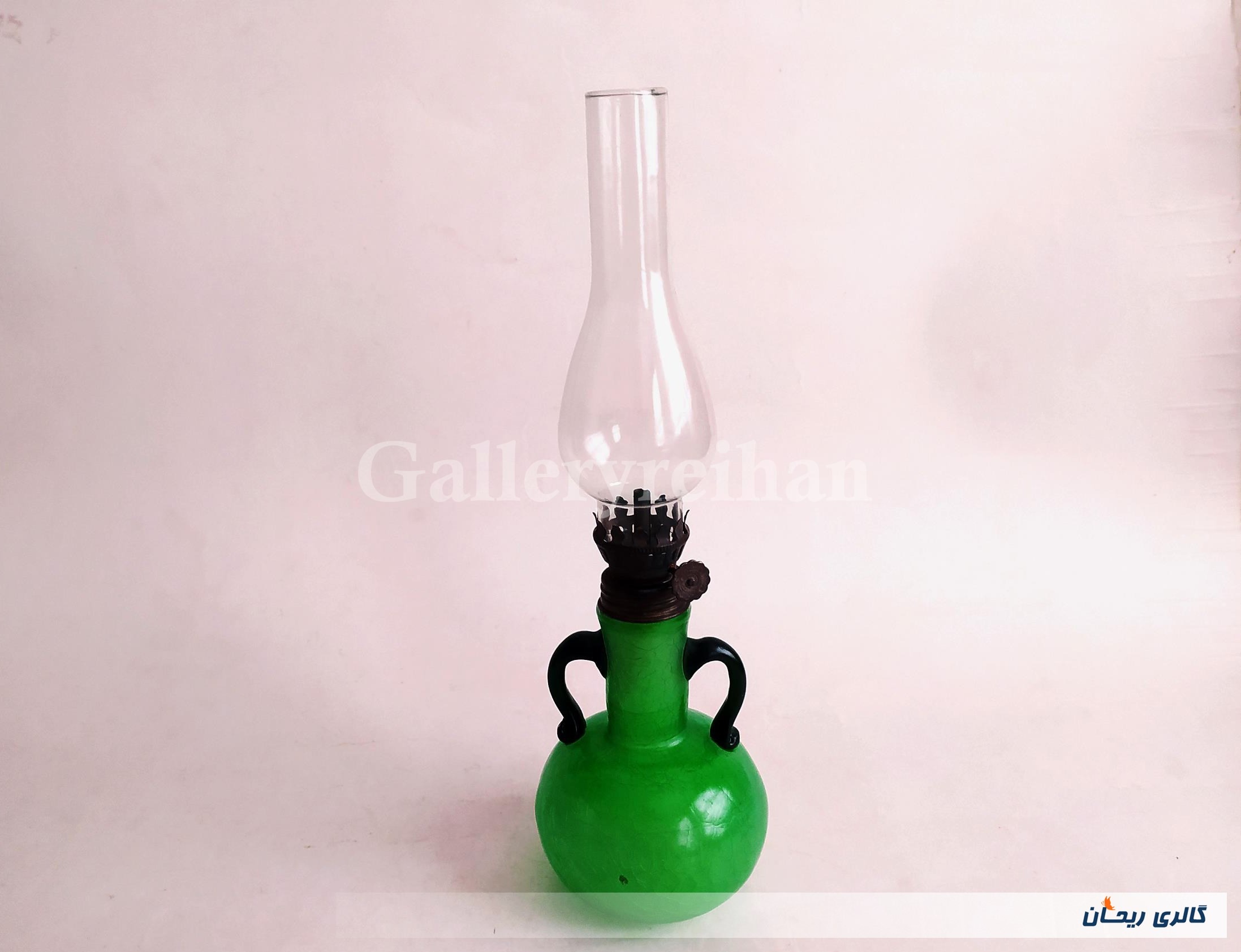 چراغ نفتی سبز (رنگ شده) دو دسته زیبا (کد45261)